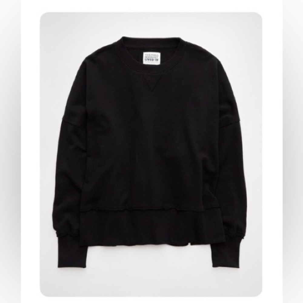 AE Big Hug Crew Neck Sweatshirt, size Large, Black